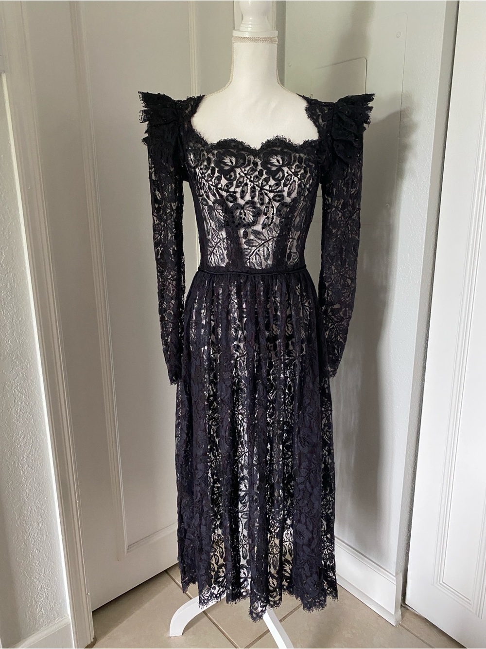 Fall RARE Vintage Lace overlay gown
